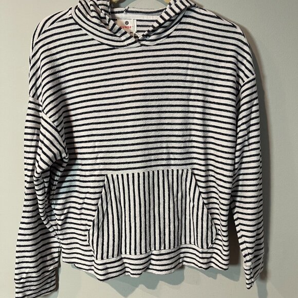 Sundry Striped Size Small Cropped Hoodie, Black & White - NWT - Picture 1 of 7